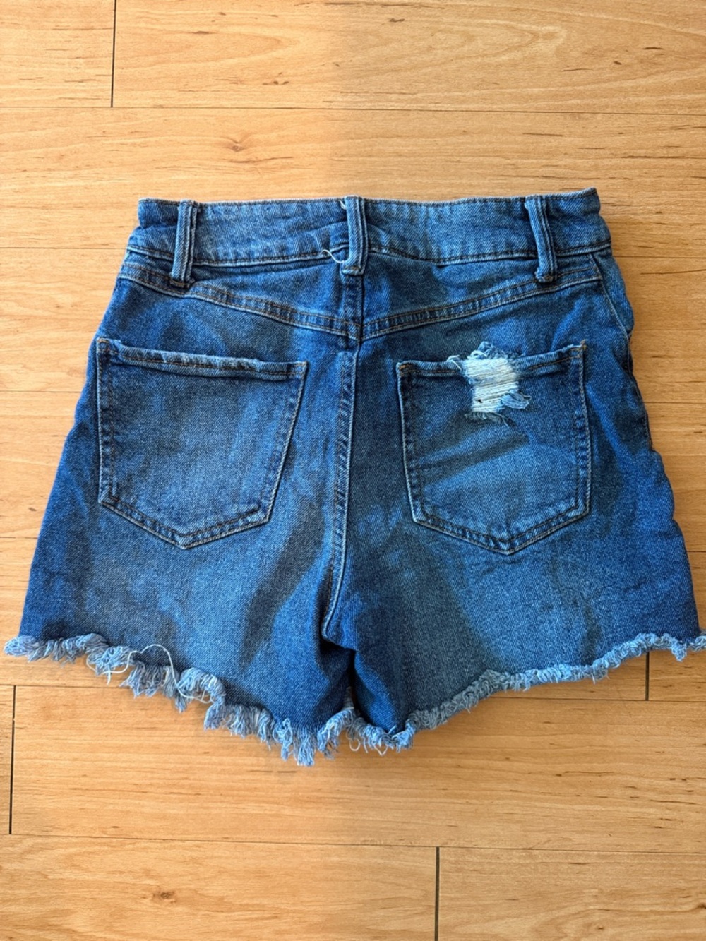 Sincerely Jules Dark Blue Distressed Denim Cutoff Shorts - Picture 2 of 3